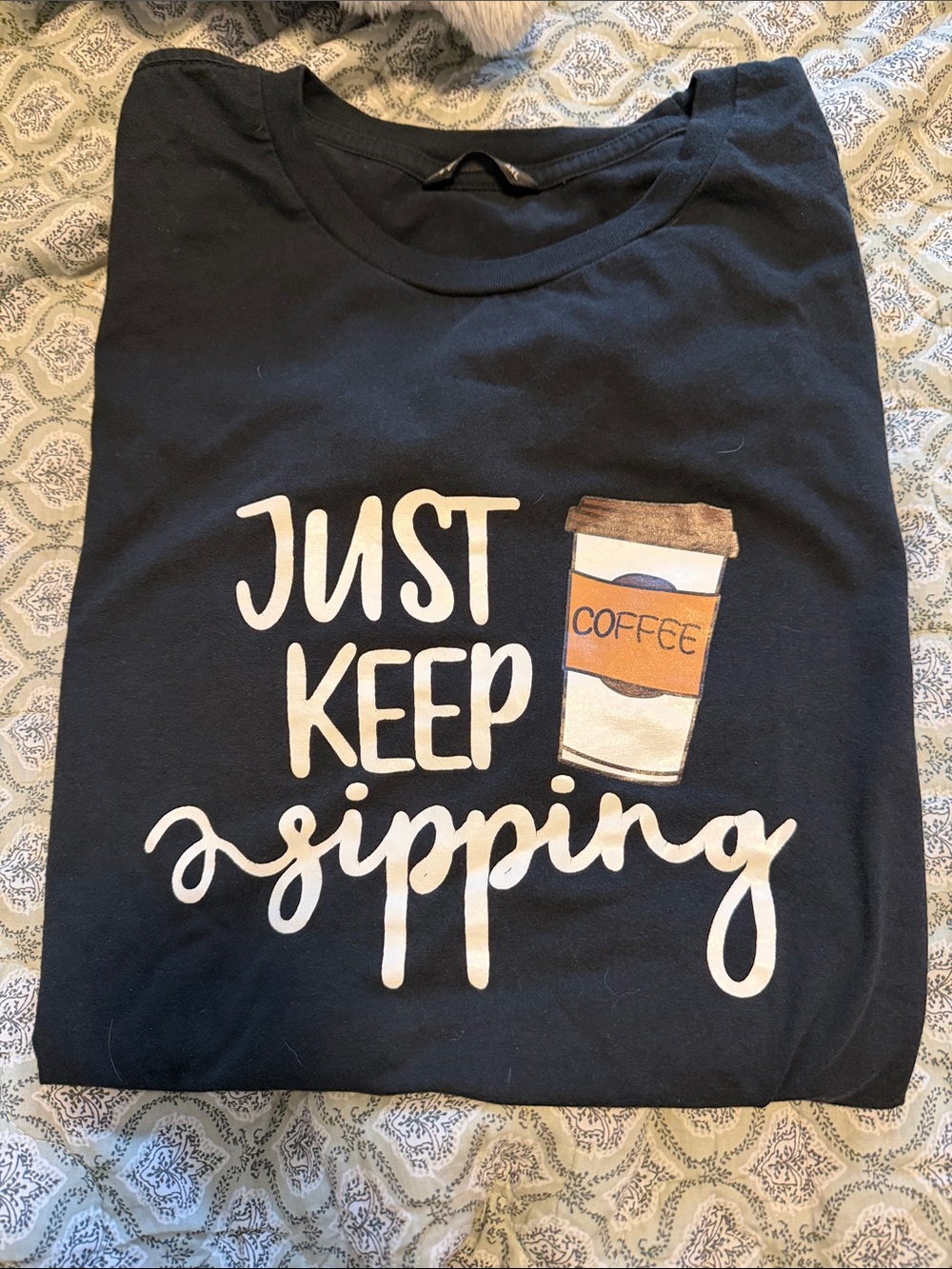 SHEIN Black 'Just Keep Sipping' Coffee Graphic Tee